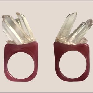 Raw Quartz Resin Lucite Pink Ring 8